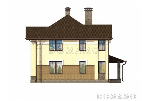 Проект дома c кухней-столовой, спальней на первом этаже, крытой террасой / Фасад 3