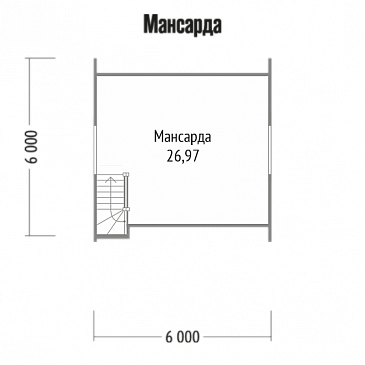 Проект небольшого дома из клееного бруса с мансардной кровлей / План мансардного этажа