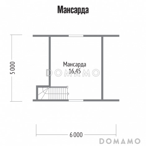 Проект бани из клееного бруса 6х5 с мансардой / План мансардного этажа
