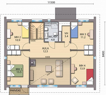 Проект каркасного дома в европейском стиле / План 2 этажа