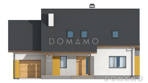 Проект классического мансардного дома из кирпича с кабинетом и большим техническим помещением и гаражом / Фасад 1