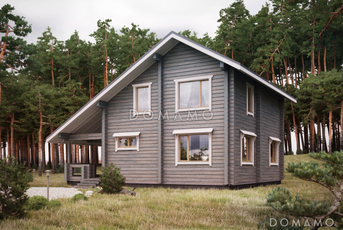 Проект двухэтажного дома из бруса в скандинавском стиле с котельной