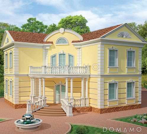 Проект дома в классическом стиле с парадным входом