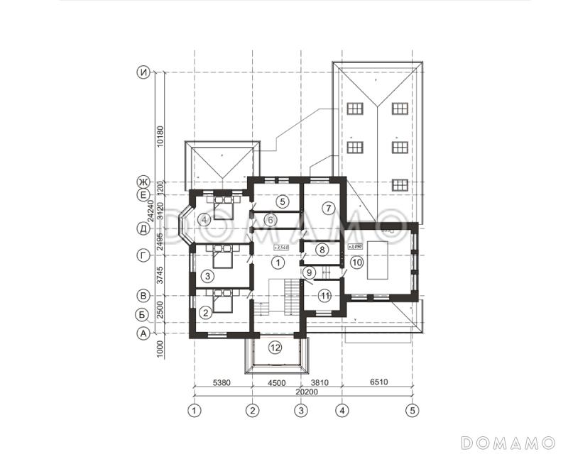 Проект загородного дома с широким крыльцом / План 2 этажа