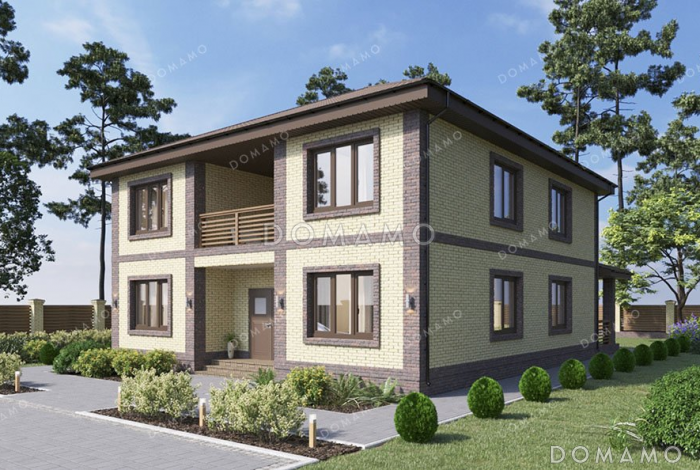 Проект дома с пятью спальнями и террасой