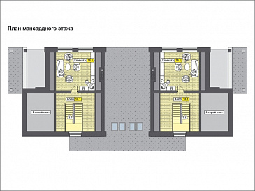 Проект дома с террасой, изолированной кухней, вторым светом / План мансардного этажа