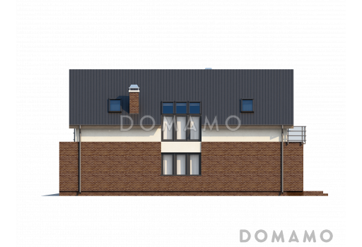 Проект одноэтажного дома из газобетона с мансардным этажом и встроенным гаражом / Фасад 4