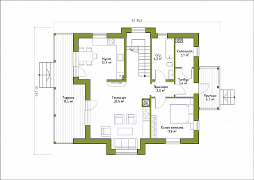 Проект коттеджа шале / План 1 этажа