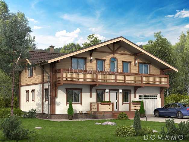 Проект каркасного дома с встроенным гаражом