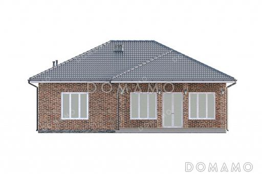 Проект одноэтажного дома с тремя спальнями, сауной и местами для хранения / Фасад 1