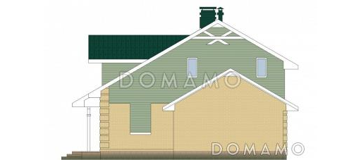 Проект дома из кирпича с навесом для двух машин и крытой террасой / Фасад 2