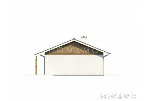 Проект компактного одноэтажного дома из газобетона с тремя спальнями и небольшой крытой террасой / Фасад 2