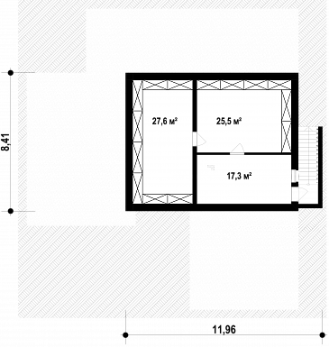 Проект одноэтажного кирпичного дома с гаражом на 2 автомобиля и подвалом / План цокольного этажа