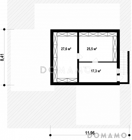 Проект одноэтажного кирпичного дома с гаражом на 2 автомобиля и подвалом / План цокольного этажа