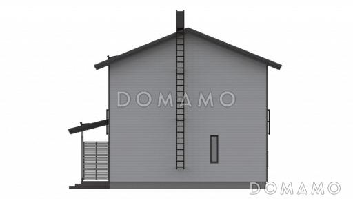 Проект каркасного дома с большой гардеробной в спальной комнате на втором этаже / Фасад 2