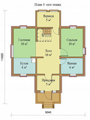 Проект одноэтажного дома с террасой на мансардном этаже / План 1 этажа
