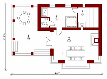 Проект бани с крытой террасой / План 1 этажа