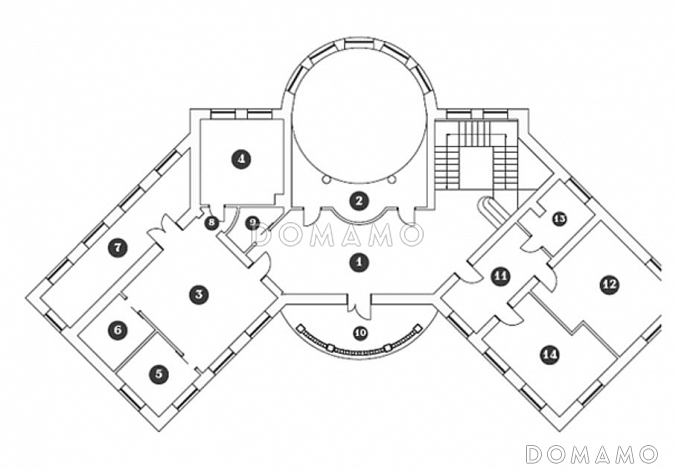 Проект дома в стиле барокко с зеленой крышей / План 2 этажа