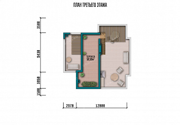 Проект двухэтажной виллы с эксплуатируемой крышей и террасами на втором этаже / План эксплуатируемой кровли