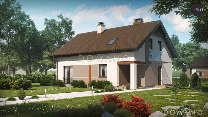 Проект одноэтажного мансардного дома из кирпича с просторной светлой гостиной