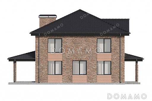 Проект двухэтажного дома, облицованного кирпичом, с 5 спальнями и террасой / Фасад 2