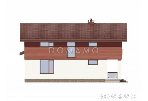 Проект дома из газобетона с панорамными окнами и натуральной черепицей / Фасад 2