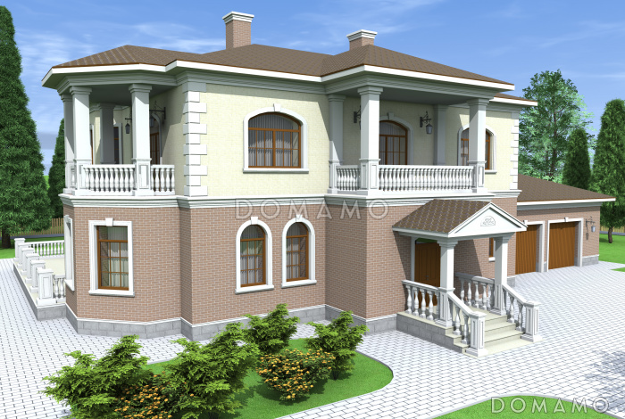 Проект солидного двухэтажного коттеджа с гаражом