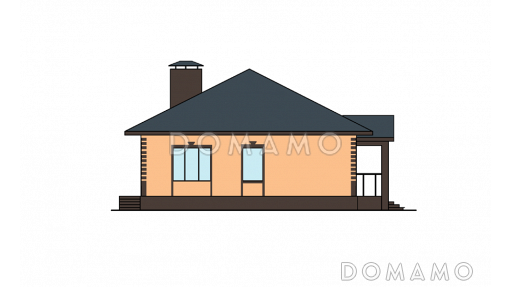 Проект загородного дома с ванной и душевой, просторной гостиной, гардеробной с окном, кладовой в котельной / Фасад 2