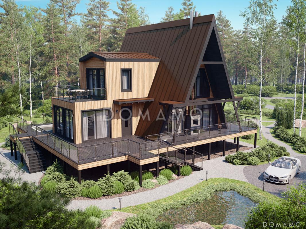 Дом A-frame с обходной террасой и бассейном / 2