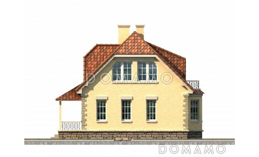Проект дома по технологии ЛСТК с мансардой в европейском стиле / Фасад 2