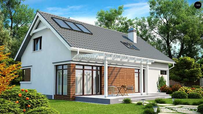 Проект мансардного дома из кирпича с четырьмя спальнями, вторым светом и гаражом