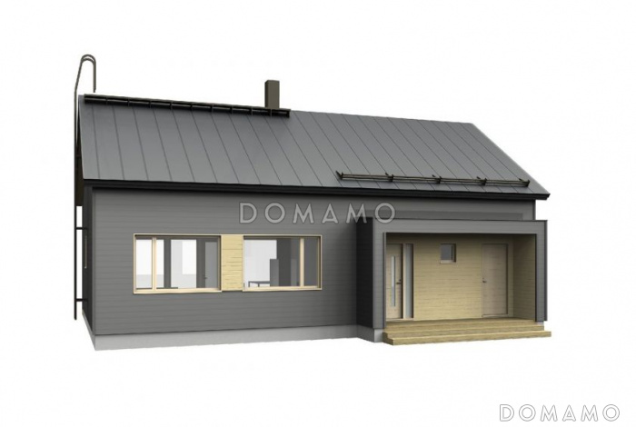 Проект одноэтажного каркасного дома с панорамным остеклением