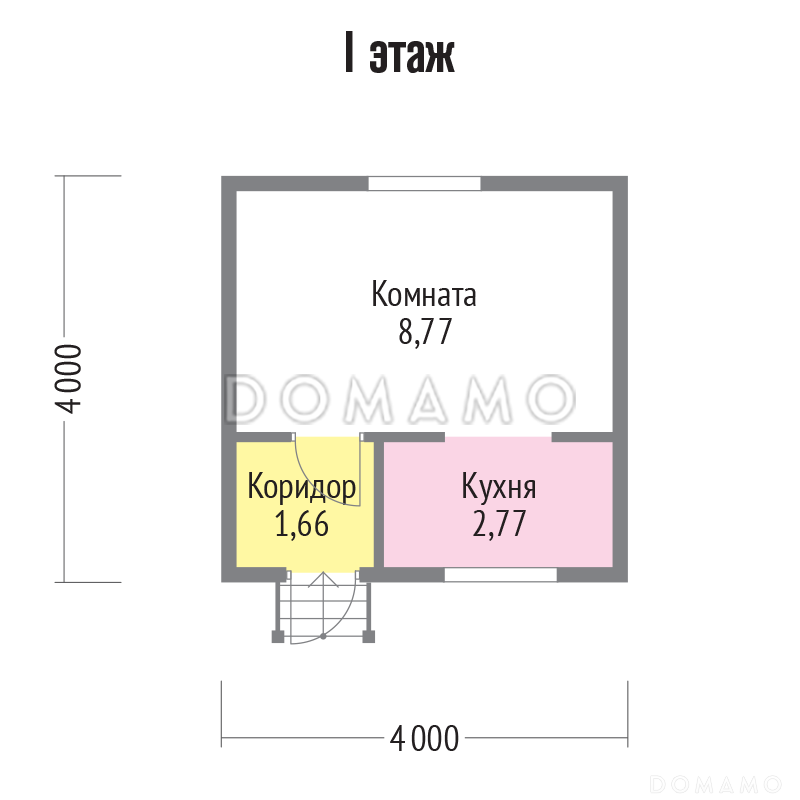 Проект каркасного дома 4х4 / План 1 этажа