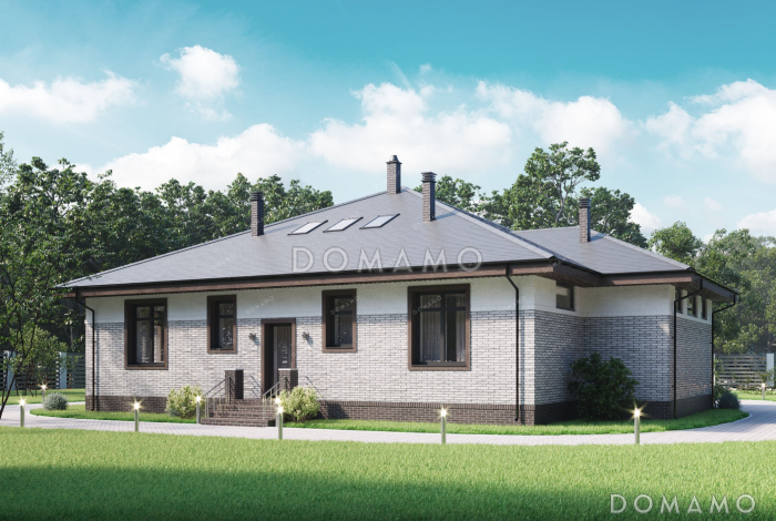 Проект одноэтажного дома с мансардой и террасой