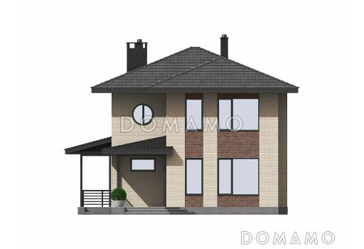 Проект 2-этажного газобетонного загородного дома с террасой / Фасад 2