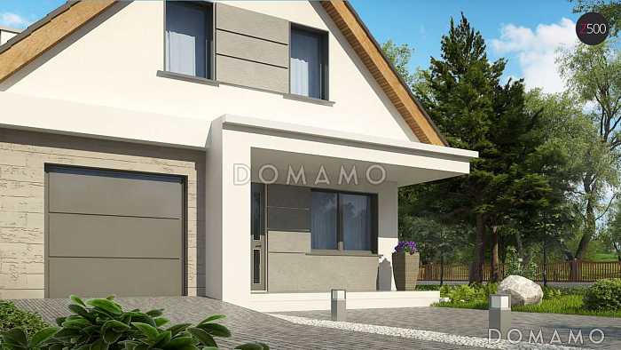 Проект одноэтажного мансардного дома из кирпича с кабинетом,  гаражом и четырьмя спальнями