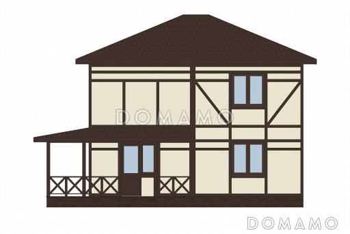 Проект двухэтажного дома из пеноблоков в стиле фахверк / Фасад 4