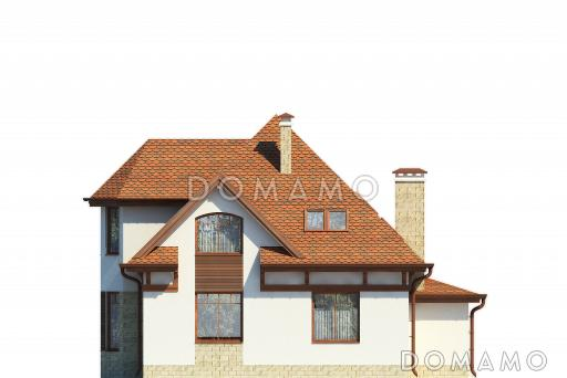 Элегантный дом с мансардным этажом, эркером, красивым крыльцом-террасой из SIP панелей / Фасад 1