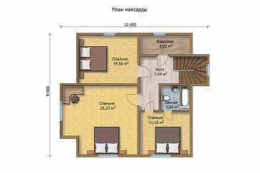 Проект комфортабельного дома с четырьмя просторными спальнями / План мансардного этажа