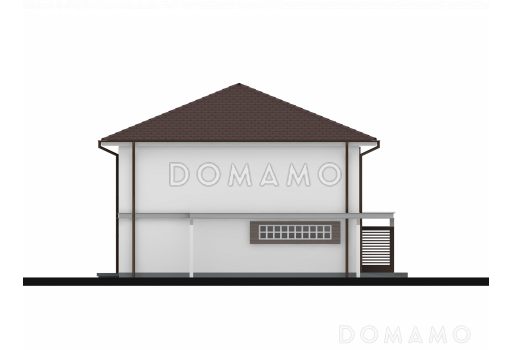 Проект простого комфортного двухэтажного дома из кирпича с тремя спальнями, вторым светом и гаражом / Фасад 3