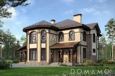 Проект оштукатуренного двухэтажного коттеджа в стиле модерн