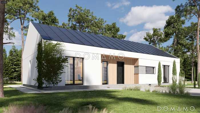 Проект дома в стиле барнхаус с террасой и панорамными окнами