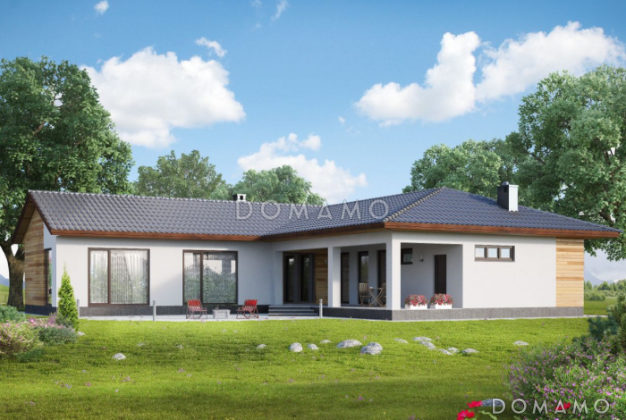 Проект одноэтажного дома из СИП панелей с двумя спальными комнатами и небольшой сауной