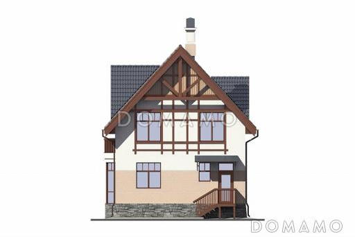 Проект кирпичного дома с мансардным этажом и эркером / Фасад 3