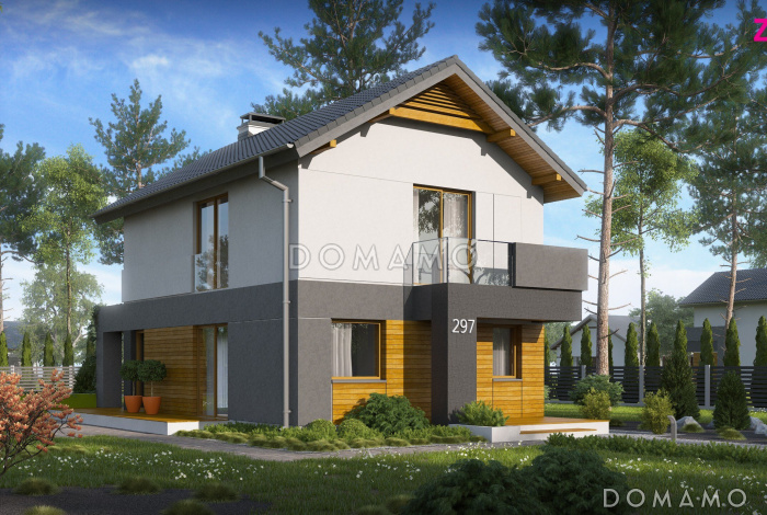 Проект небольшого двухэтажного дома из газобетона с тремя спальнями и балконом