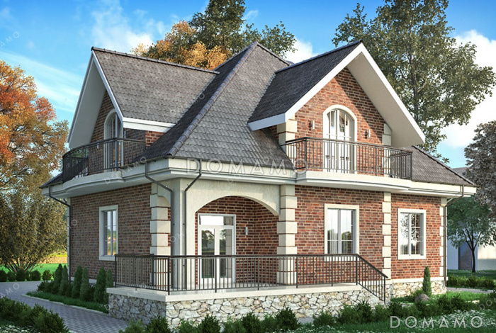 Проект дома со спортзалом и постирочной в подвале, 6 комнатами и террасой