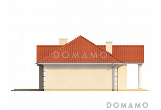 Проект одноэтажного дома из газобетона со свободной планировкой на мансардном этаже / Фасад 3