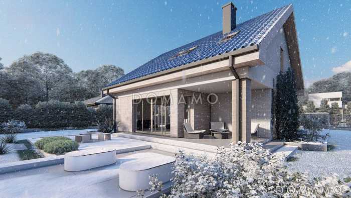 Проект загородного дома с привлекательным дизайном, гаражом,  постирочной, просторной гардеробной на мансардном этаже