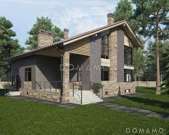 Дом с гаражом на одну машину, спальней на первом этаже, бильярдной в подвале