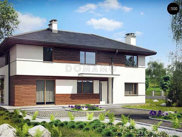 Проект дома с изолированной кухней, комнатой на первом этаже с санузлом, мастер-спальней на втором этаже